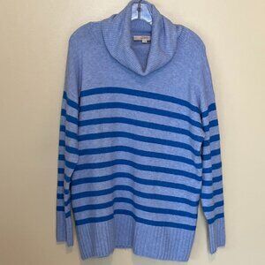 Loft Blue Striped Turtleneck sweater Size M
